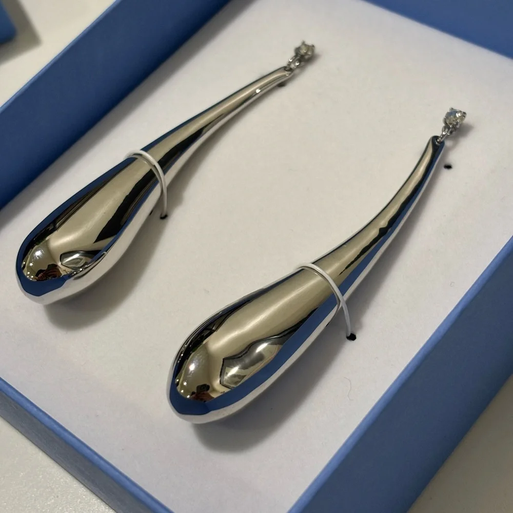 Mugler Silver Teardrop Earrings - Picture 2 of 4